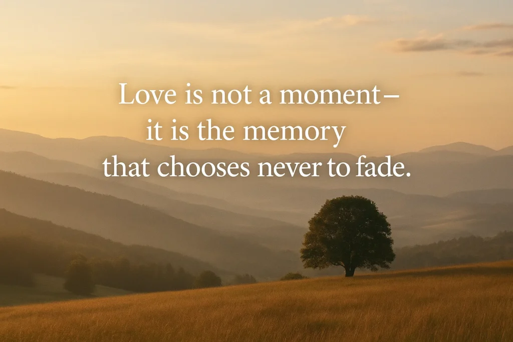 "Love is not a moment—it is the memory that chooses never to fade."
