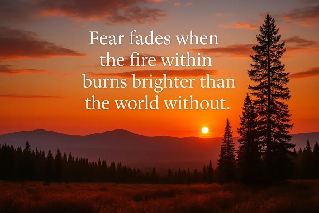 Fear fades when the fire within burns brighter than the world without.
